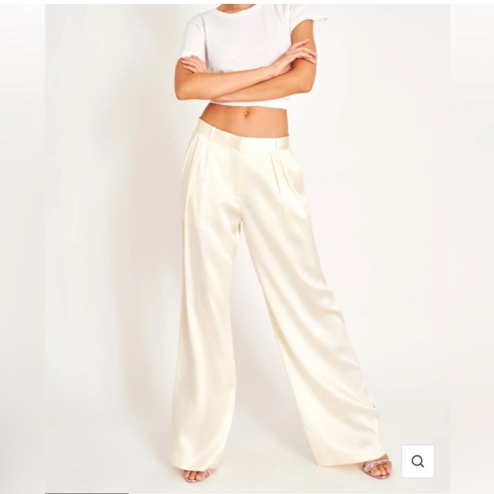LoveShackFancy Cream Wide Leg Pants